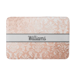 Mit Monogramm Rose Gold Damask Badematte
