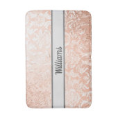 Mit Monogramm Rose Gold Damask Badematte (Vorderseite Vertikal)