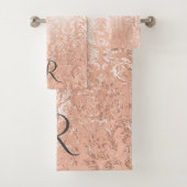 Mit Monogramm Rose Gold Damask Badhandtuch Set (Insitu)