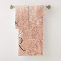 Mit Monogramm Rose Gold Damask