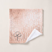 Mit Monogramm Rose Gold Damask Badhandtuch Set (Waschlappen)