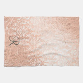 Mit Monogramm Rose Gold Damask Geschirrtuch (Horizontal)