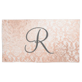 Mit Monogramm Rose Gold Damask Kissenbezug