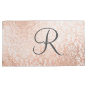 Mit Monogramm Rose Gold Damask Kissenbezug (Vorderseite-Rechts)