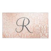 Mit Monogramm Rose Gold Damask Kissenbezug (Rückseite-Links)