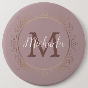 Mit Monogramm Rose Gold Elegante Moderne Vorlage Button
