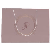 mit Monogramm Rose Gold Elegante Vorlage Große Geschenktüte (Rückseite)