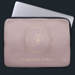 Mit Monogramm Rose Gold Elegante Vorlage Laptopschutzhülle<br><div class="desc">Mit Monogramm Rose Gold Elegante Vorlage Laptop-Sieb.</div>