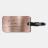 Mit Monogramm Rose Gold Glitzer Brushed Metal Gepäckanhänger (Rückseite horizontal)