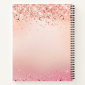 Mit Monogramm Rose Gold Glitzer Eleganter Skriptna Notizblock (Rückseite)