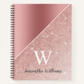 Mit Monogramm Rose Gold Glitzer Girl Notizblock (Vorderseite)