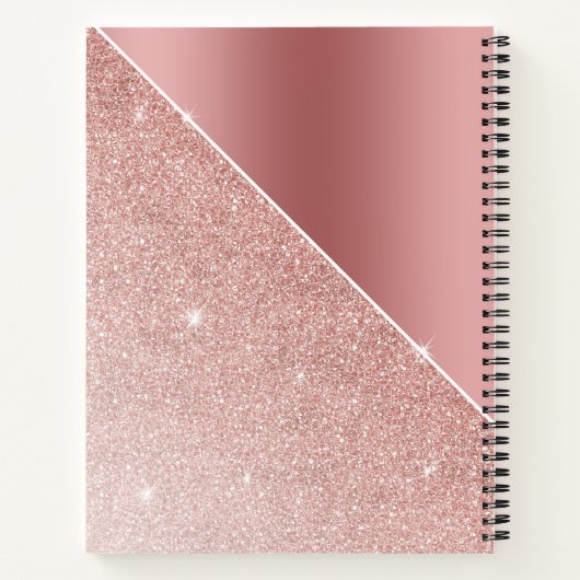 Mit Monogramm Rose Gold Glitzer Girl Notizblock (Rückseite)