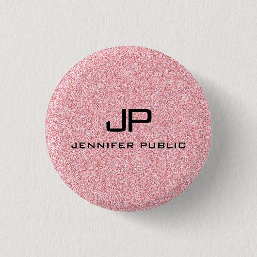 Mit Monogramm Rose Gold Glitzer Look Template Button (Vorderseite)