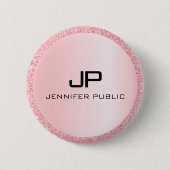 Mit Monogramm Rose Gold Glitzer Look Template Button (Vorderseite)