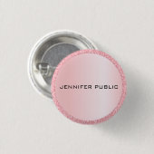 Mit Monogramm Rose Gold Glitzer Look Template Button (Vorne & Hinten)