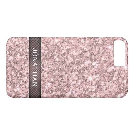 Mit Monogramm Rose Gold Glitzer Muster Case-Mate iPhone Hülle (Rückseite (Horizontal))