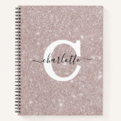 Mit Monogramm Rose Gold Glitzer Pink Script Notizblock (Vorderseite)