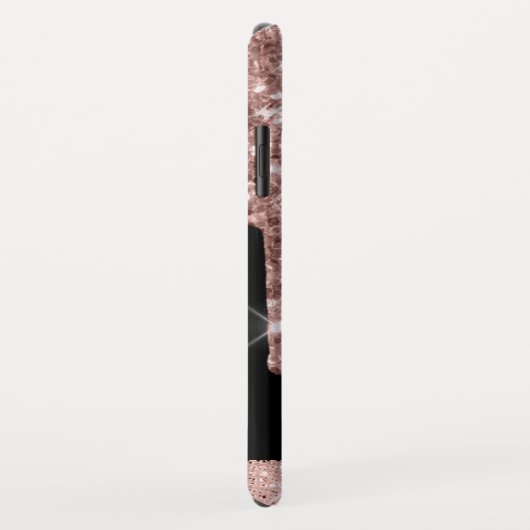 Mit Monogramm Rose Gold Glitzer Tropfen auf Schwar Case-Mate iPhone Hülle (Hinten/Rechts)