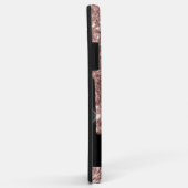 Mit Monogramm Rose Gold Glitzer Tropfen auf Schwar Case-Mate iPhone Hülle (Hinten/Rechts)