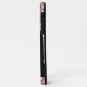 Mit Monogramm Rose Gold Glitzer Tropfen auf Schwar Case-Mate iPhone Hülle (Hinten/Links)