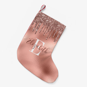 Mit Monogramm Rose Gold Glitzer Tropfen Kleiner Weihnachtsstrumpf