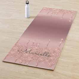 Mit Monogramm Rose Gold Glitzer Tropfen Yogamatte