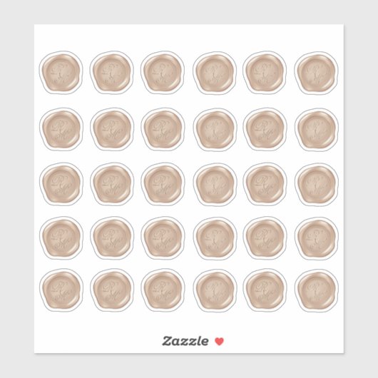 Mit Monogramm Rose Gold Imitate Wax Siegel Aufkleber (Blatt)