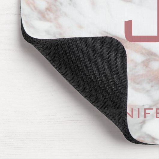 Mit Monogramm Rose Gold-Marmorvorlage Mousepad (Ecke)