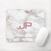 Mit Monogramm Rose Gold-Marmorvorlage Mousepad (Mit Mouse)