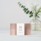 Mit Monogramm Rose Gold Metallic Foil Consultant Visitenkarte (Stehend Vorderseite)