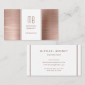 Mit Monogramm Rose Gold Metallic Foil Consultant Visitenkarte (Vorne/Hinten)