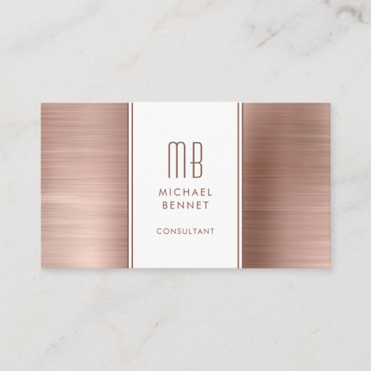 Mit Monogramm Rose Gold Metallic Foil Consultant Visitenkarte (Vorderseite)
