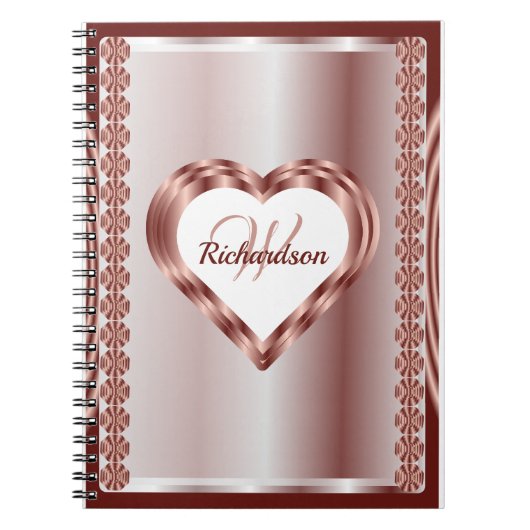 Mit Monogramm Rose Gold und weißes geometrisches H Notizblock (Vorderseite)