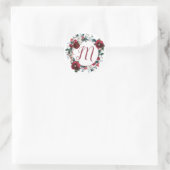 Mit Monogramm Rose in der Weihnachtsblume Runder Aufkleber (Tasche)