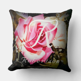 Mit Monogramm Rose katholische Hochzeitsgeschenk Kissen