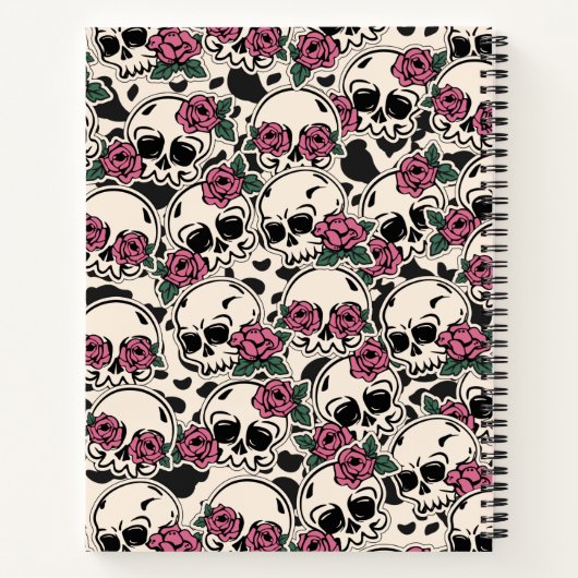 Mit Monogramm Rose Skull Grunge Notebook Notizblock (Rückseite)