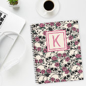 Mit Monogramm Rose Skull Grunge Notebook Notizblock
