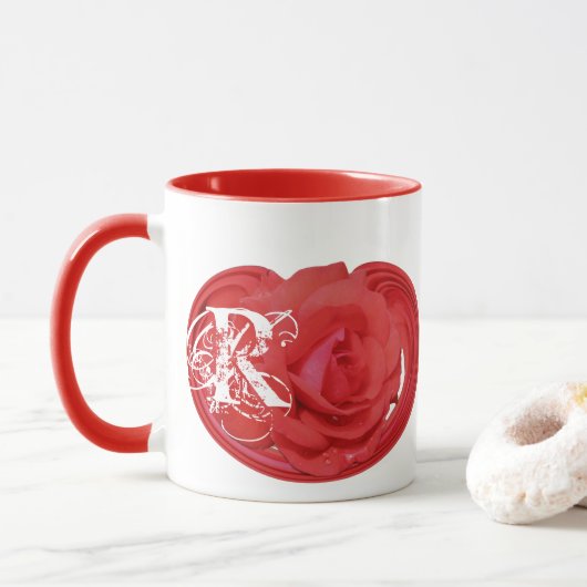 mit Monogramm Rose Tasse (Mit Donut)