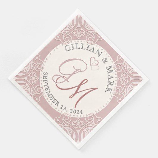 Mit Monogramm Rose und Sandhochzeit Serviette (Ecke)