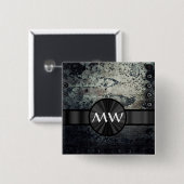 Mit Monogramm rostiges Metall Button (Vorne & Hinten)