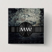 Mit Monogramm rostiges Metall Button (Vorderseite)