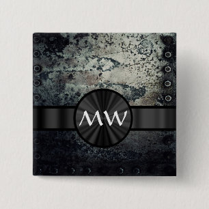 Mit Monogramm rostiges Metall Button