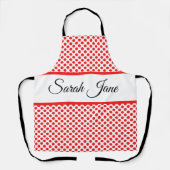 mit Monogramm Rot-Polka-Punkte auf Weiß Schürze (Vorderseite)