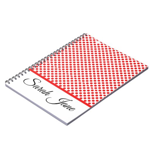 Mit Monogramm Rot-Polka-Punktmuster Notizblock (Linke Seite)