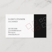 Mit Monogramm Rot, Schwarz-weiß Visitenkarte (Rückseite)