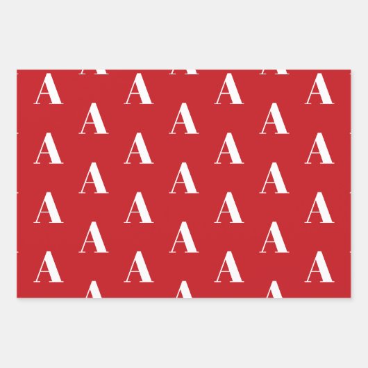 Mit Monogramm rot-schwarzes Muster Geschenkpapier Set (Vorderseite)