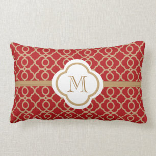Mit Monogramm Rot und Gold in Marokko Lendenkissen