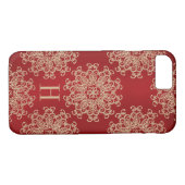Mit Monogramm Rot und Goldexotisches Medaillon Case-Mate iPhone Hülle (Rückseite (Horizontal))