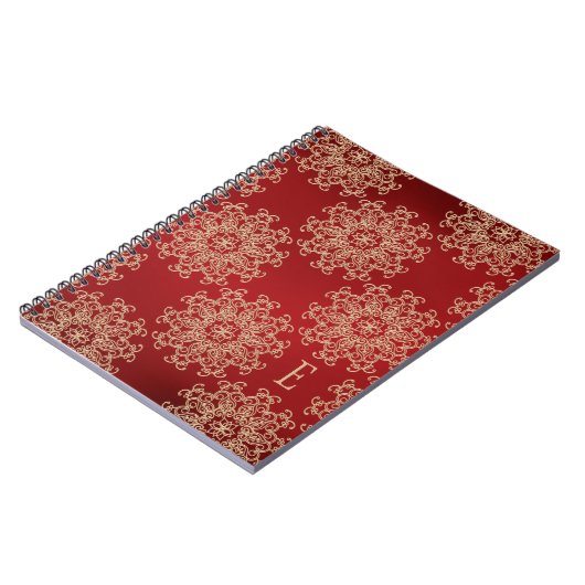 Mit Monogramm Rot-und Goldnotizbuch-Zeitschrift Notizblock (Linke Seite)