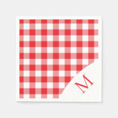 Mit Monogramm Rot und Weiß Gingham Serviette (Vorderseite)